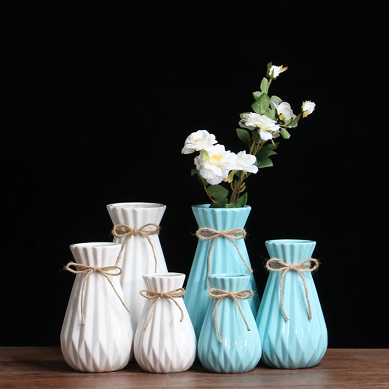 Плиссированная керамическая ваза украшение для цветов дома ручной работы