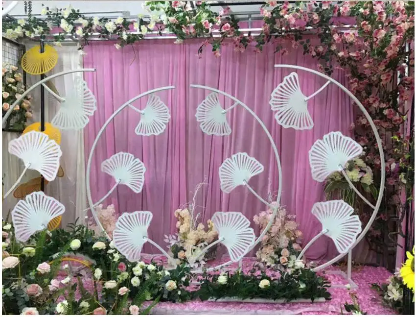 New wrought iron ginkgo leaf road leading arch wedding props decoration stage background window T lead | Дом и сад