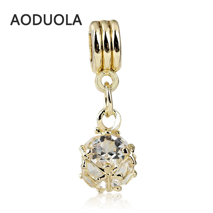 2 шт. в партии круглые бусины золотого цвета из сплава CZ DIY металлические с