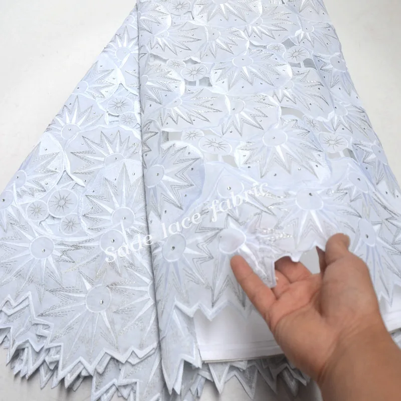 Чистое Белое кружево Красивая Цветочная вышивка африканская швейцарская вуаль