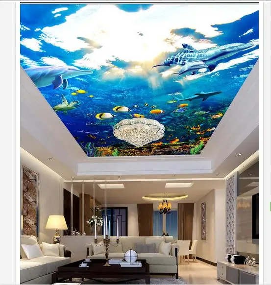 Индивидуальные 3d обои потолочные фрески морской дельфин Френки красота фотообои