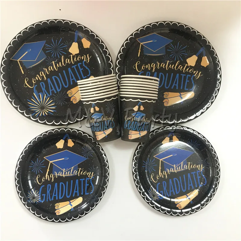 48 шт./лот набор одноразовых столовых приборов для выпускного вечера тарелок