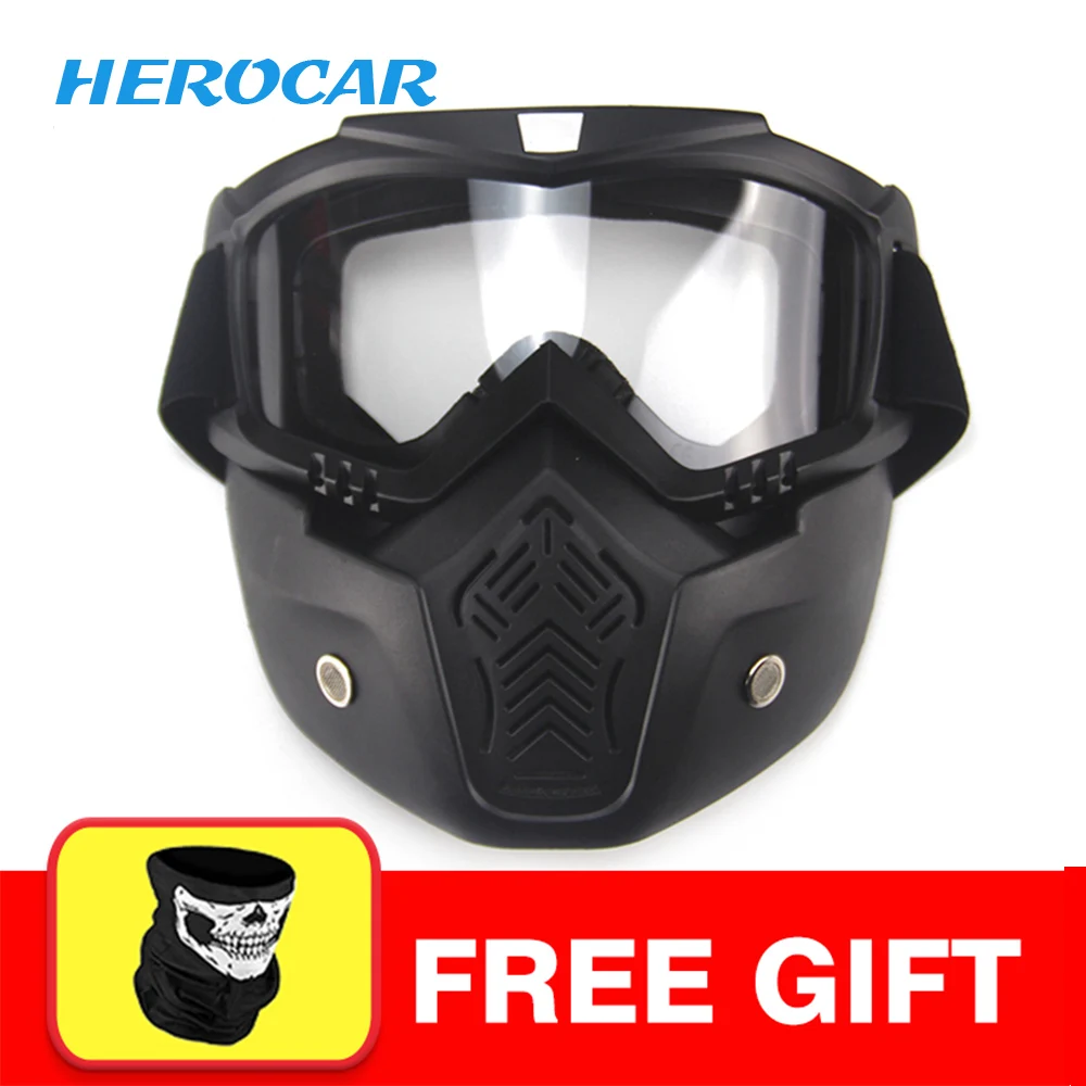Крутая мотоциклетная модульная маска Съемные очки и фильтр для рта Oculos Мото шлем