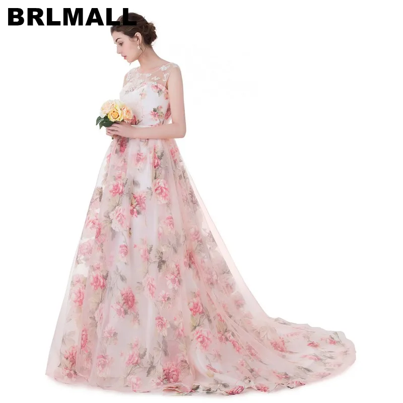BRLMALL 2017 модные кружевные свадебные платья с аппликацией и принтом бальное платье