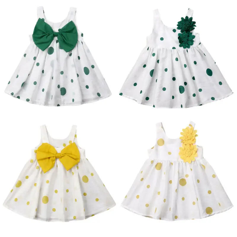 6M-3T Toddler Baby Girls Flower Dress Princess Party Pageant Tutu Dress+Sunhat Outfits Polka Dot Sweet and Lovely | Мать и ребенок