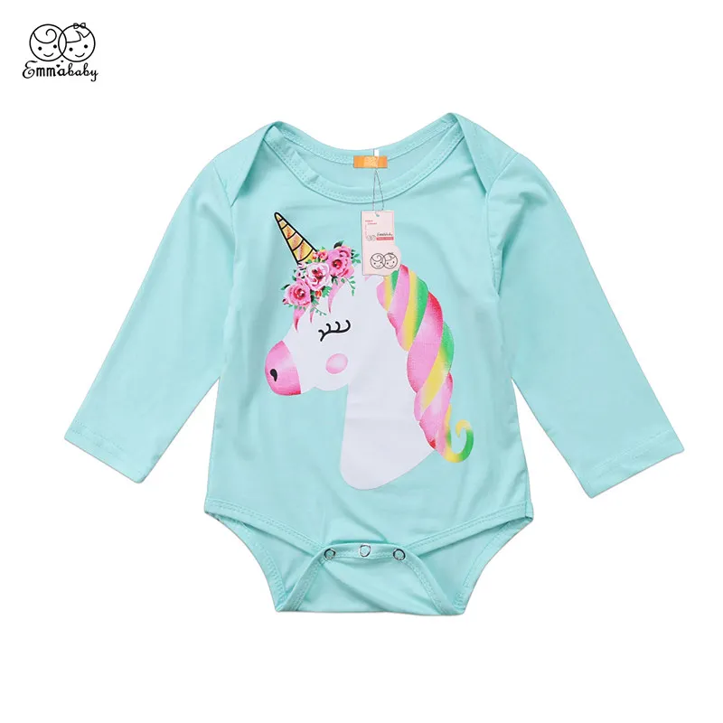 Милый костюм с единорогом для новорожденных девочек и мальчиков bebek giyim боди