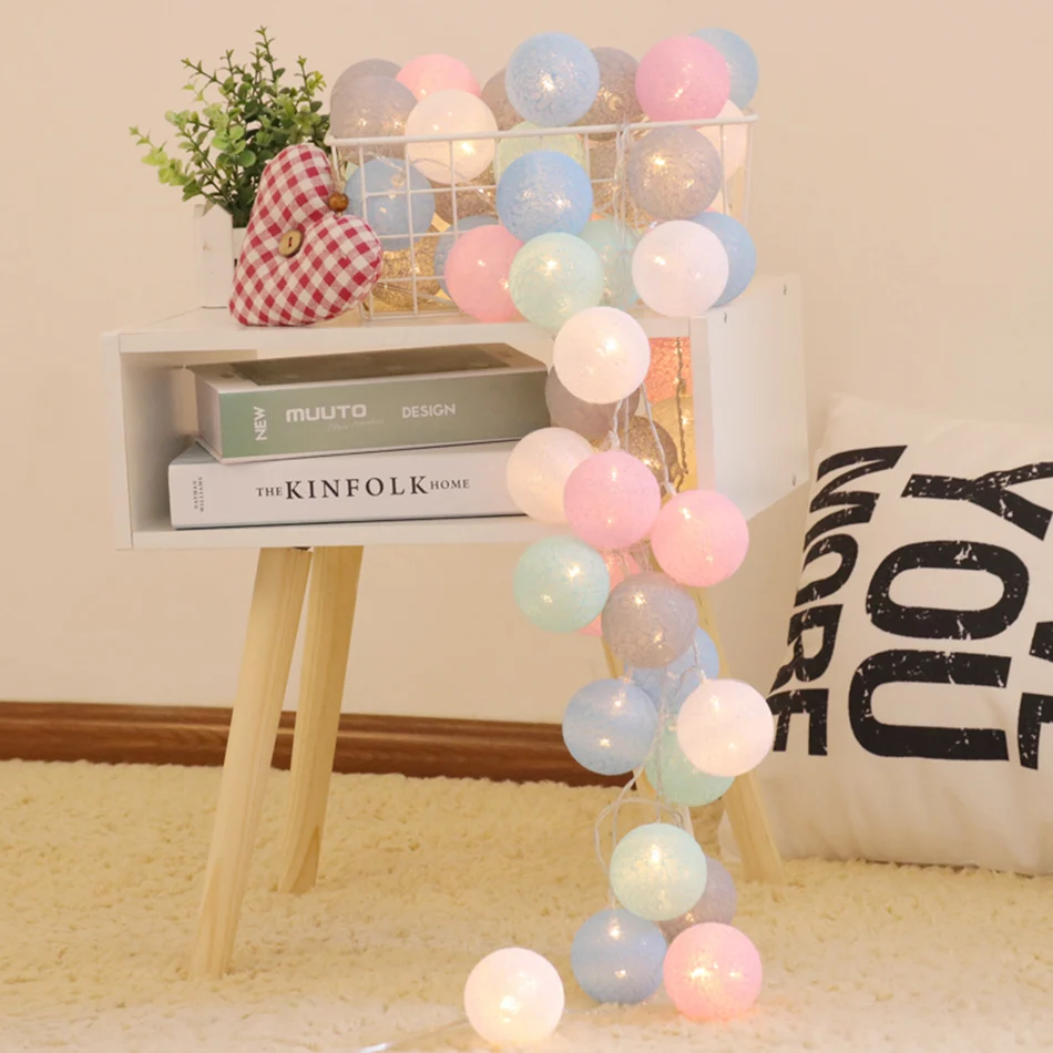 Светодиодная гирлянда 3 метра 20 шт. шариков 6 см хлопковые шарики для вечерние