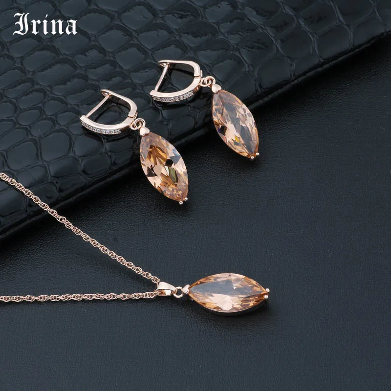 Серьги и подвеска Irina эксклюзивного дизайна 4 цвета розовое золото серьги с