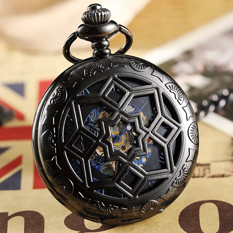 Винтажные Механические карманные часы в стиле стимпанк ожерелье геометрический
