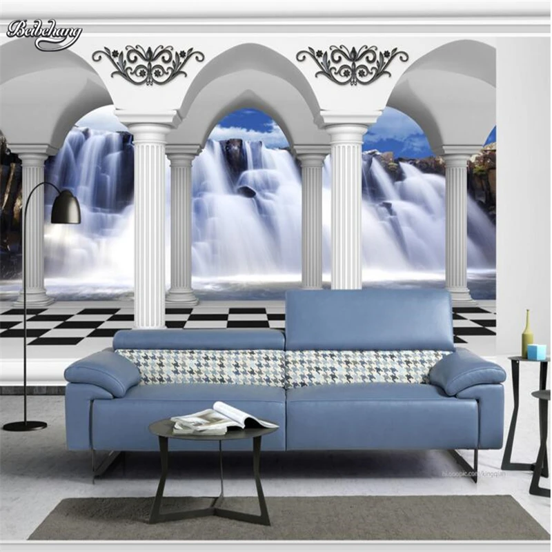 Beibehang римские колонки арки водопад пейзаж 3d фоновая стена на заказ большие фрески