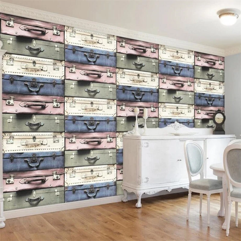 Европейский 3D трехмерный чемодан ТВ фон Большое Настенное панно на заказ зеленые