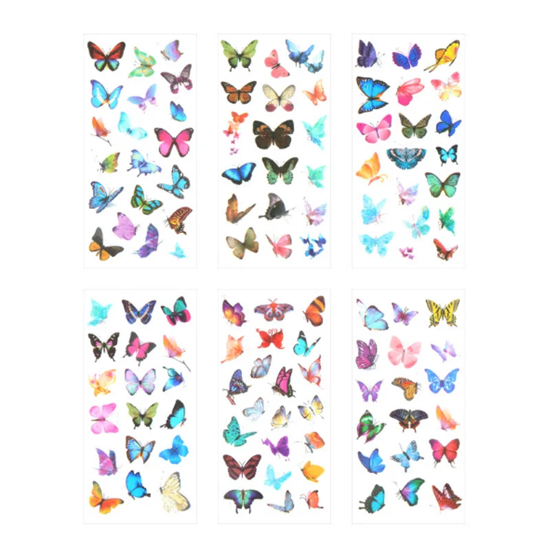 6 pcs/pack Butterfly Colorful student Stickers Set Decorative Stationery Scrapbooking DIY Diary Album Stick Label | Канцтовары для