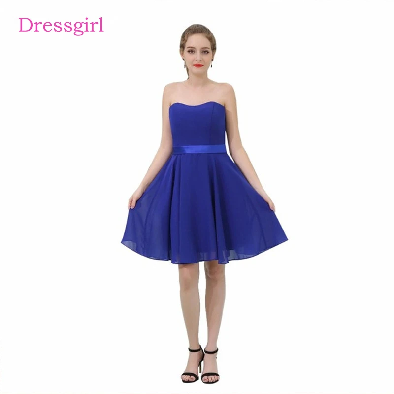 Royal Blue Cheap Bridesmaid Dresses Under 50 A-line Sweetheart Chiffon Short Mini Wedding Party | Свадьбы и торжества