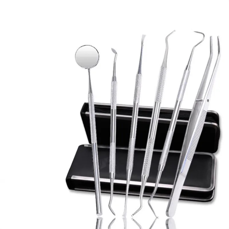 6 Pcs/Set Dental Tools Stainless Steel Explorer Sickle Hoe Scaler Mouth Mirror Tweezer Teeth Clean Oral Hygiene Tool | Безопасность и