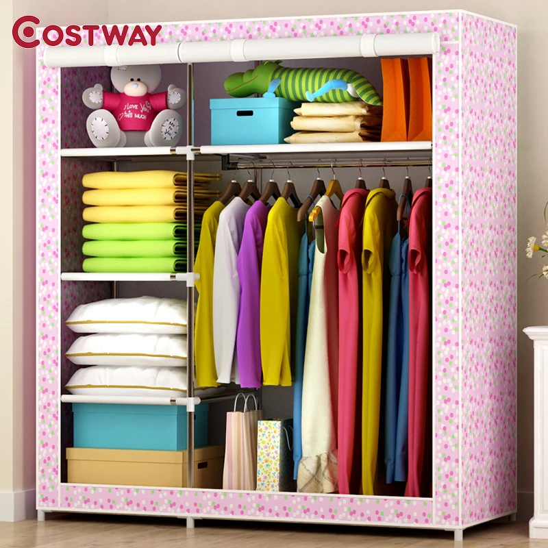 COSTWAY Cloth Wardrobe For clothes Fabric Folding Portable Closet Storage Cabinet Bedroom Home Furniture armario ropero muebles | Мебель