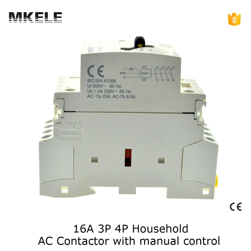 MKWCT-16M 3P 3NO 16A 220V 50or60HZ Din Rail Household AC Contactor Operated By Manual Control contator | Обустройство дома