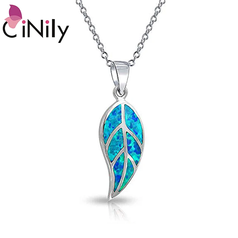 Женские Подвески CiNily Lake Blue Fire Opal посеребренные подвески в виде листьев Boho