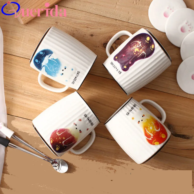 Creative Cup Ceramic Milk Covered Spoon Cute Mug Personality Cartoon Couple Coffee Travel Cups And Mugs Gifts | Дом и сад