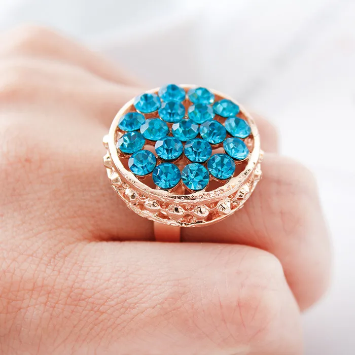 Кольцо из сплава с кристаллами в виде корзины цветов женские стильные аксессуары