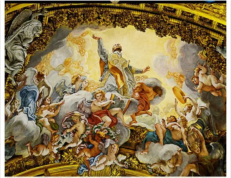 Индивидуальные 3d обои потолочные фрески роскошные европейские боги рельеф Зенит