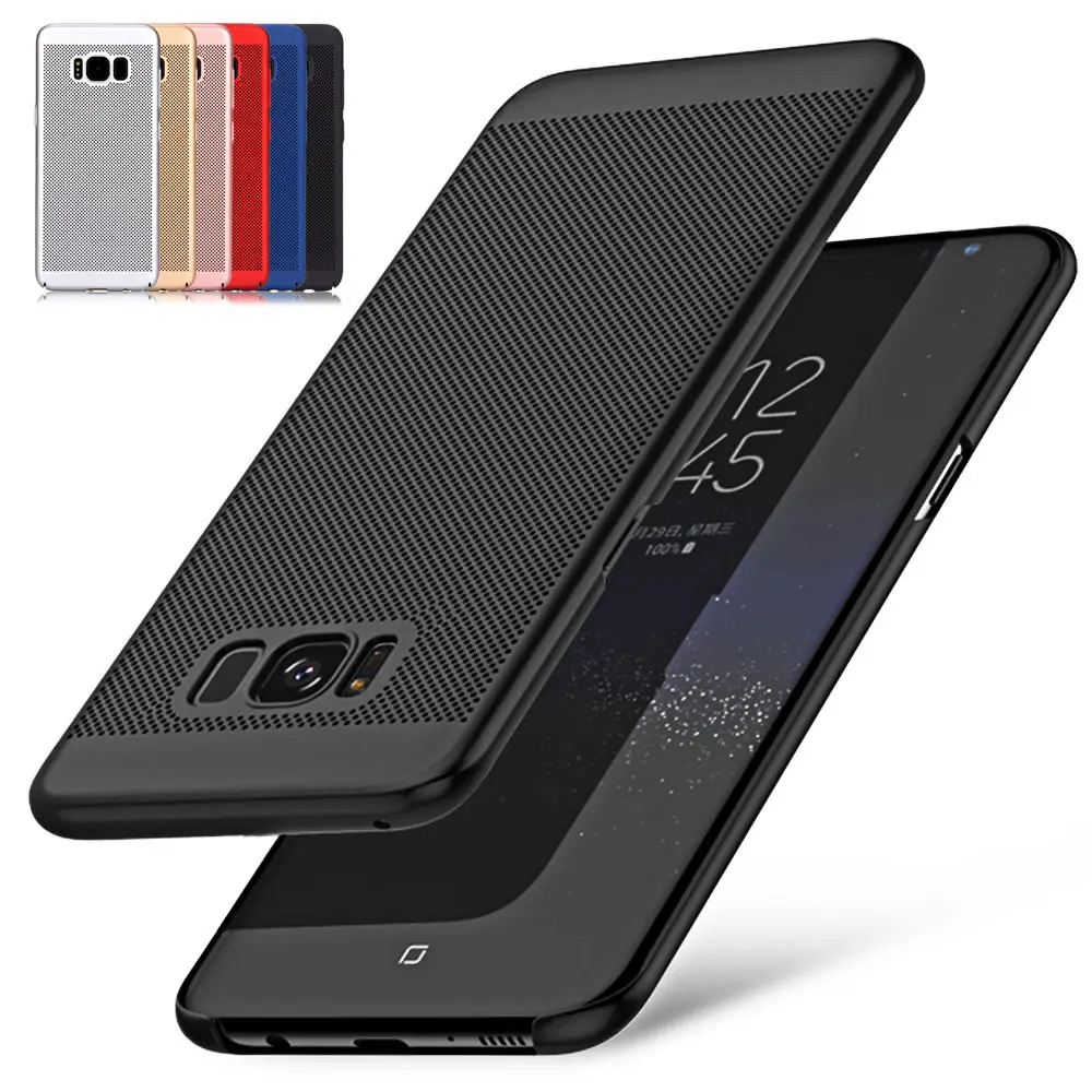 For Samsung Galaxy S8 S9 Plus Case S6 S7 Edge Cases Thin Radiating Slim Phone Breathing Cover Skin Grid Mesh Cutout Hollow Back |