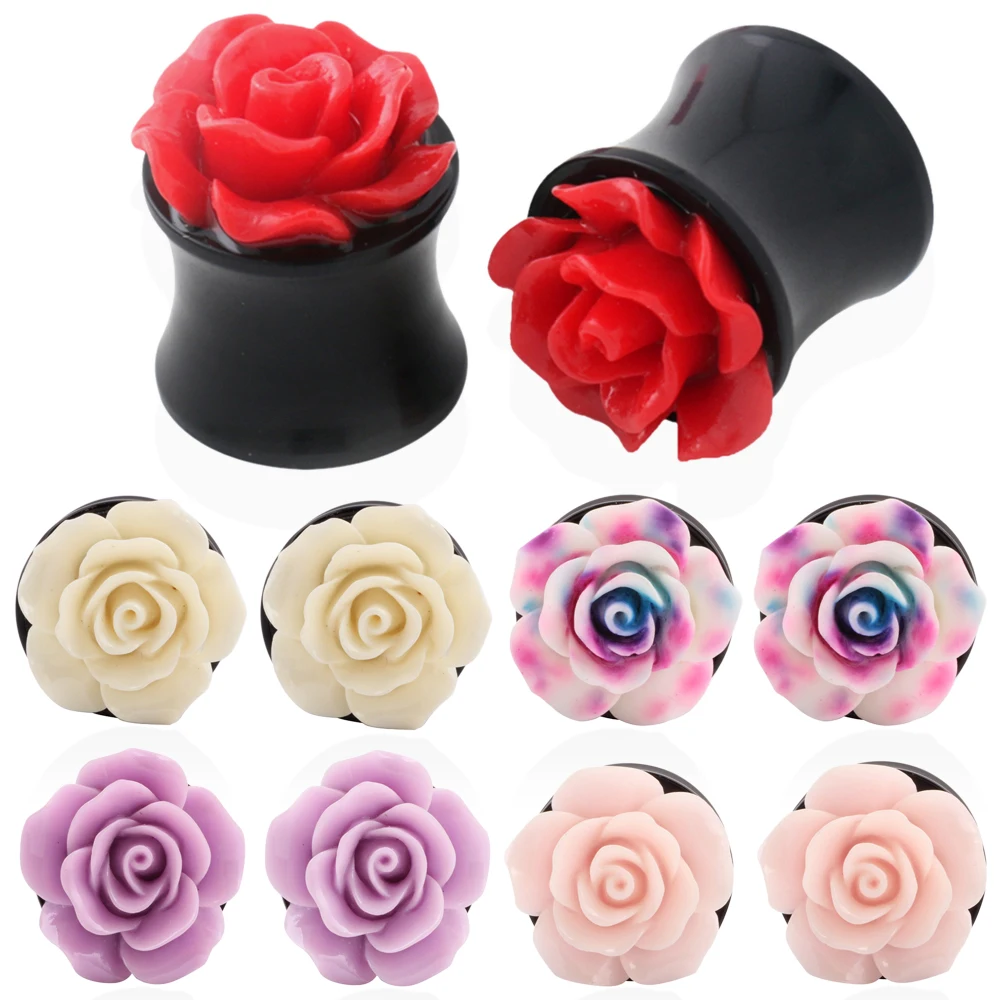 Серьги-растяжки акриловые в виде цветка розы 8-25 мм 2 шт./лот | Украшения и