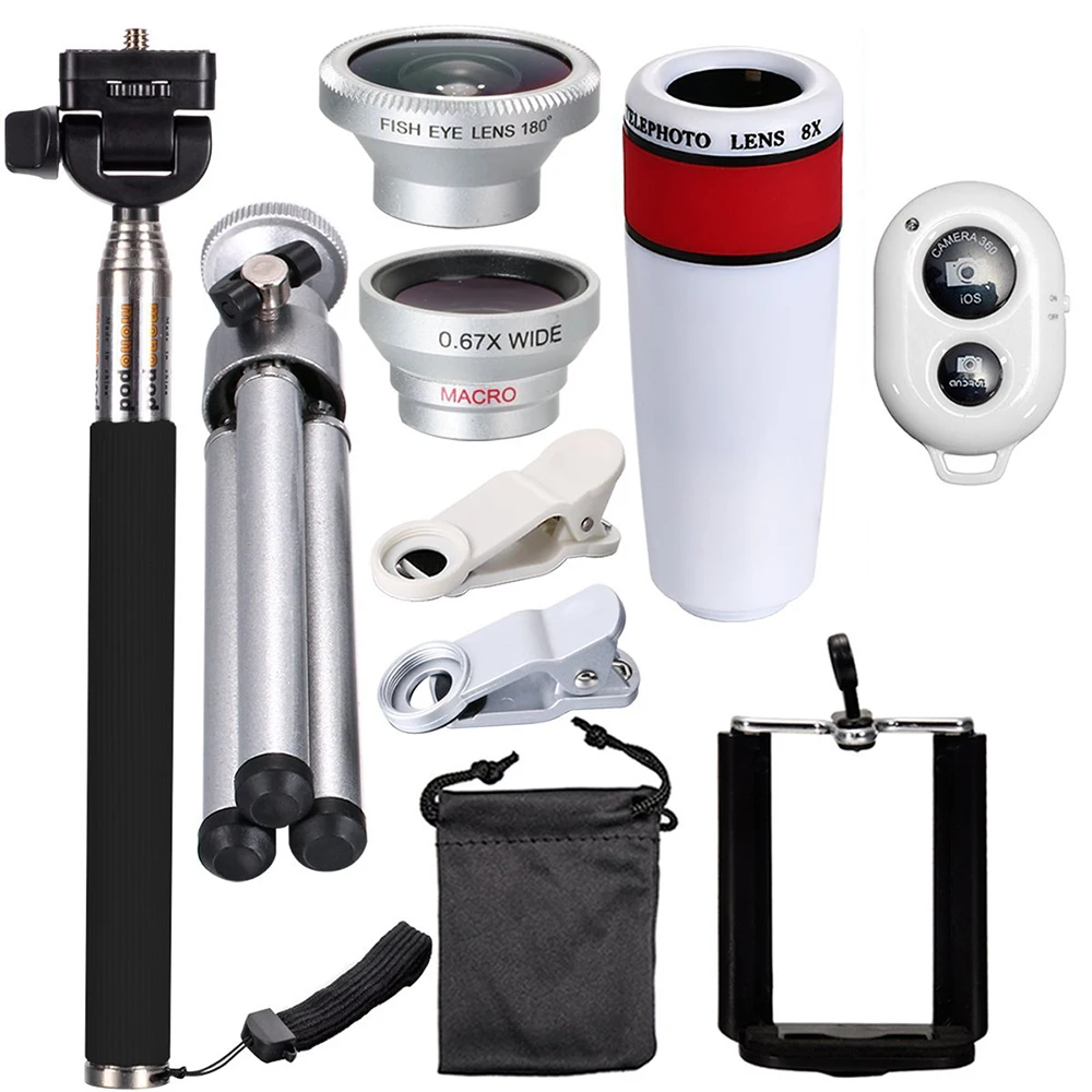 10 шт. мобильный телефон селфи палка 8X Телеобъектив Универсальный Съемный
