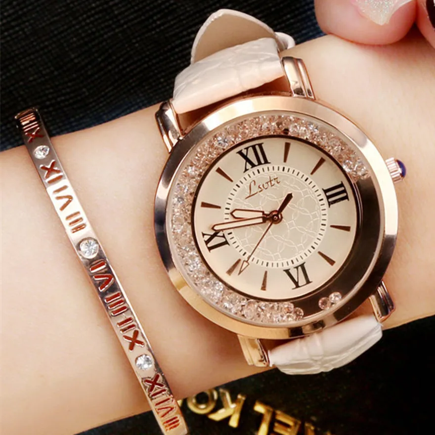 Модные женские часы Роскошные наручные с кожаным ремешком повседневные