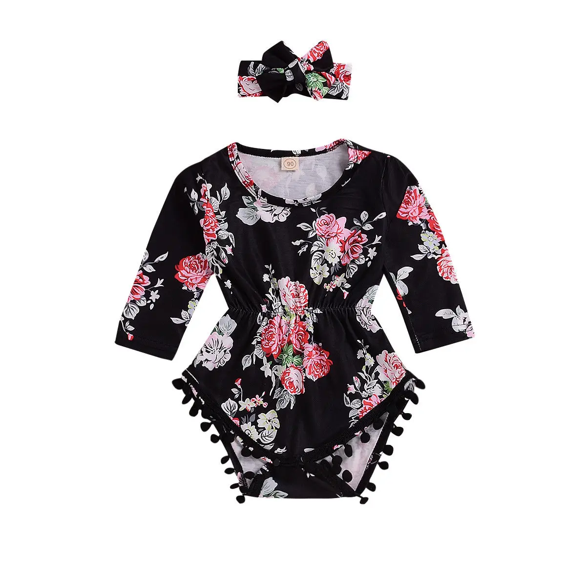 Emmababy 2 шт. для новорожденных маленьких девочек цветочный узор с длинным рукавом