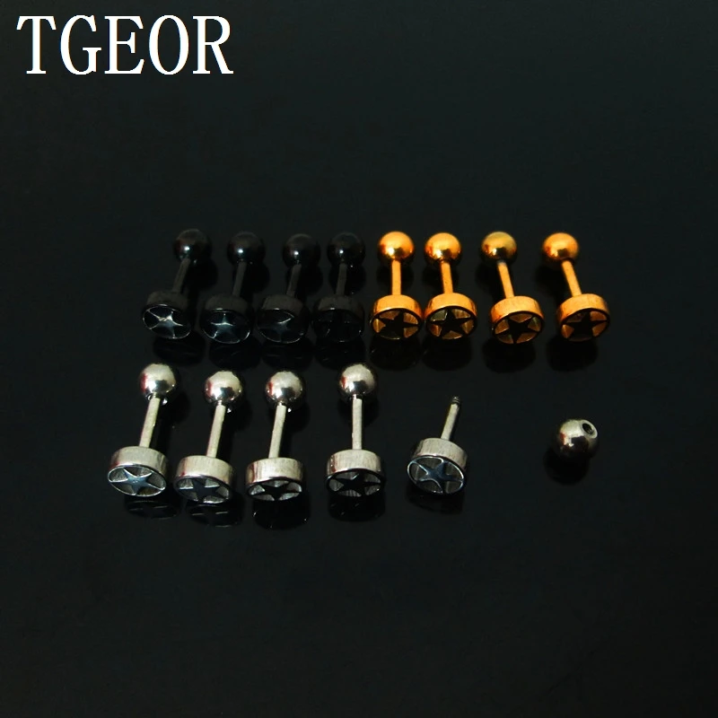 HOT 1 pair star with circle LASER CUT surgical Steel TITANIUM PLATED COLORS tragus piercing earring | Украшения и аксессуары