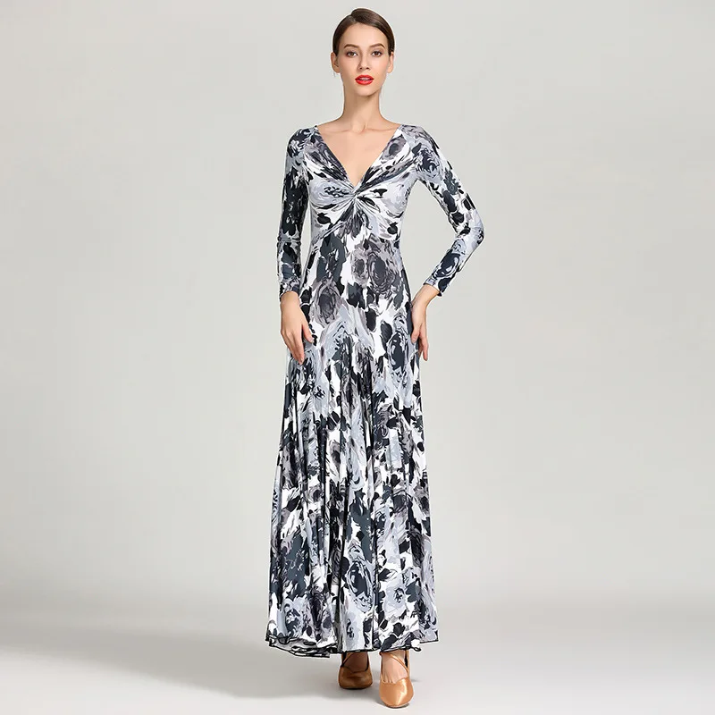 Adult Ballroom Dancing Dress Oriental Dance Wear With Flowers Long Sleeves Costumes Performance Latin For Women | Тематическая