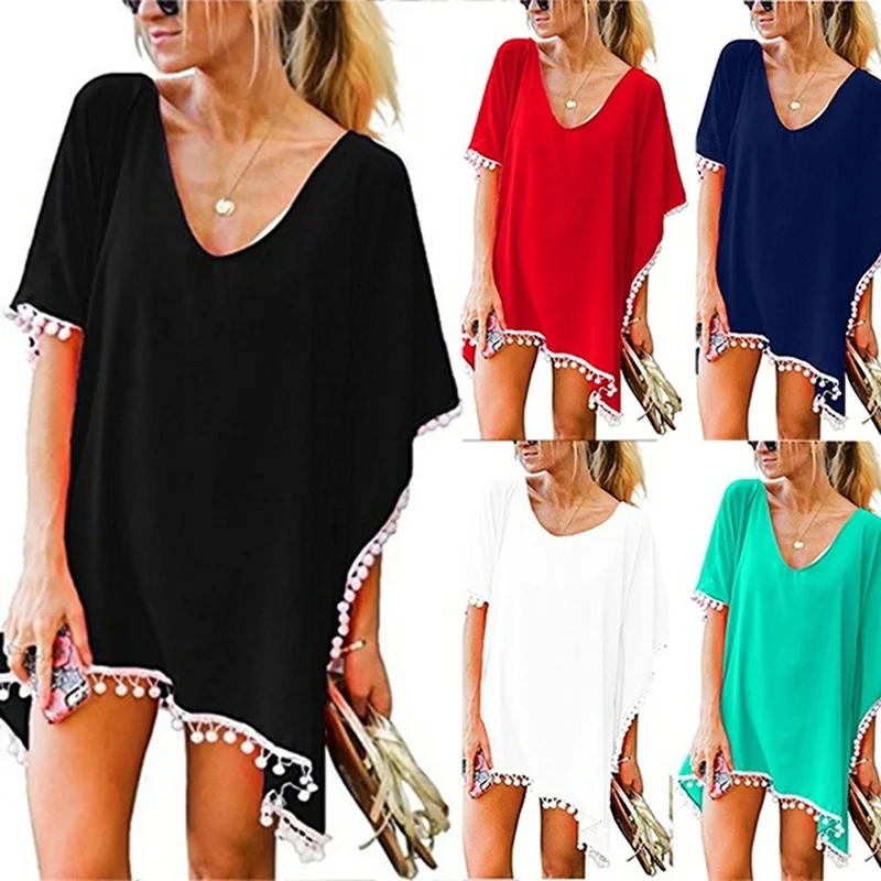 Women's Summer Lace Tassel Crochet Swimsuit Sexy Swimwear Cover ups Bikini Stylish Beach up Dresses 10 Colors | Женская одежда