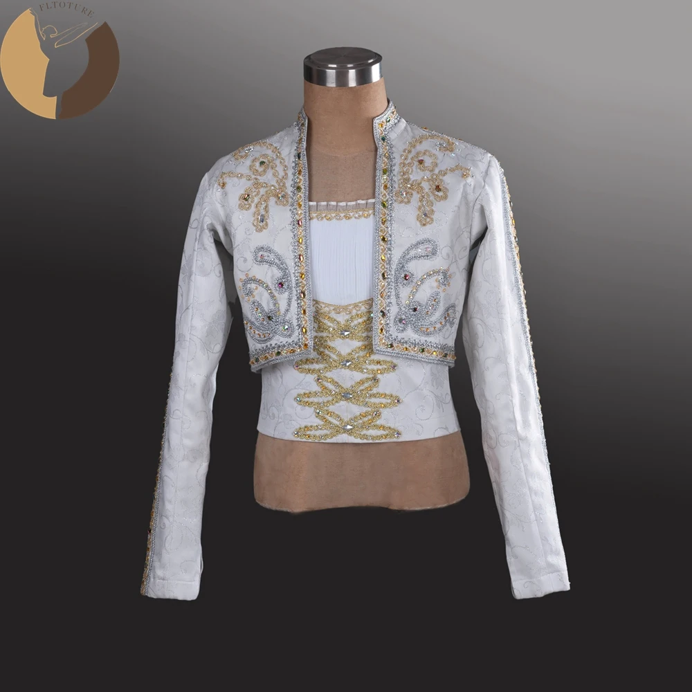 FLTOTURE BLM009 Professional Man Tunic White Color With Gold Silver Decoration Ballet Competition Prince Costumes Boy Jacket |