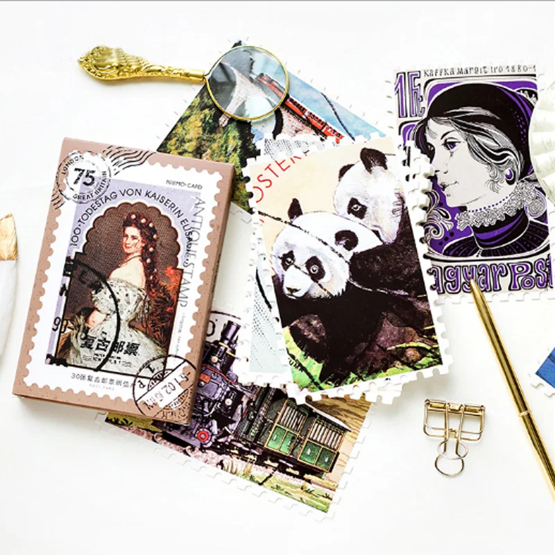30 pcs/lot Vintage stamps letters Greeting Card Postcard Birthday greeting card Letter Envelope Gift Set Message | Канцтовары для