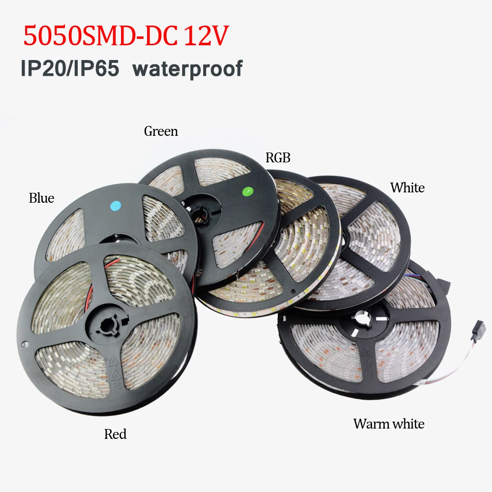 Светодиодная ленсветильник SMD5050 RGB водонепроницаемая Led полоска IP20/IP65 12 В