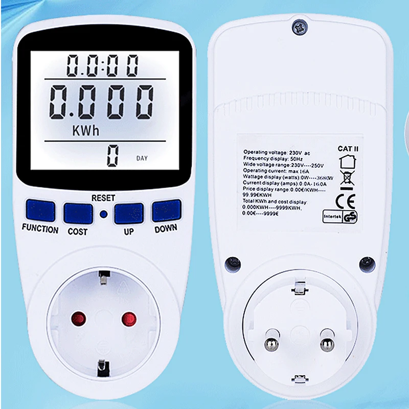 Цифровой ваттметр измеритель мощности и энергии с подсветкой большой экран