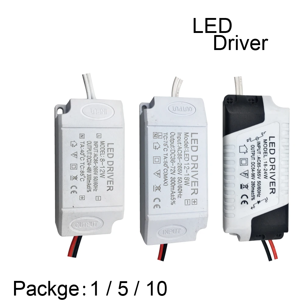 1/5/10pcs LED Driver Adapter Power Supply Input Bare Board for lights 1-3 4-7 8-12 25-36W Transformer Constant Current | Освещение
