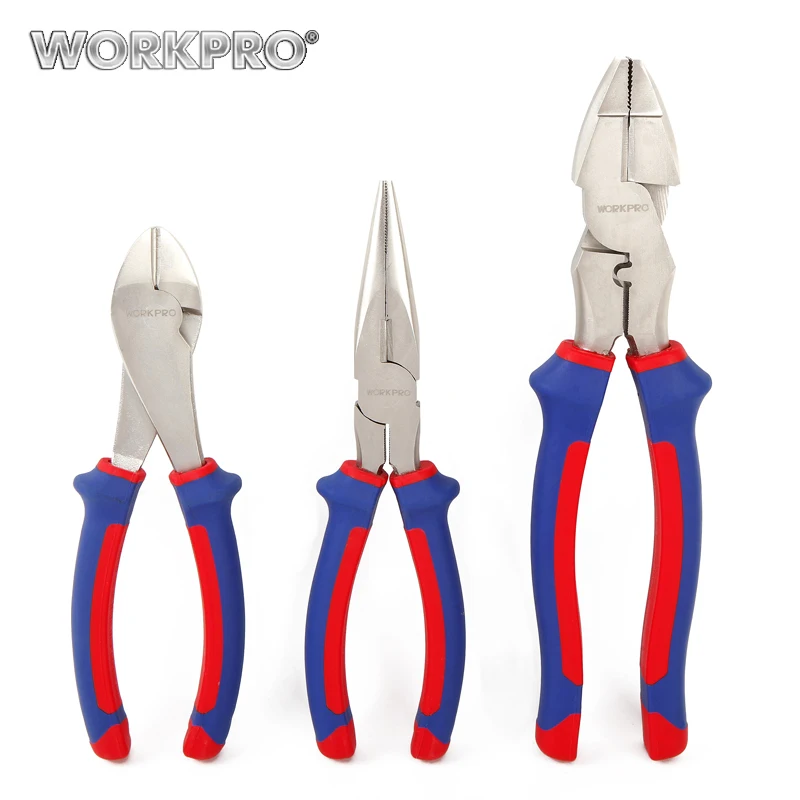 Набор плоскогубцев WORKPRO 7/8/9 дюймов для электриков комплект ручных инструментов