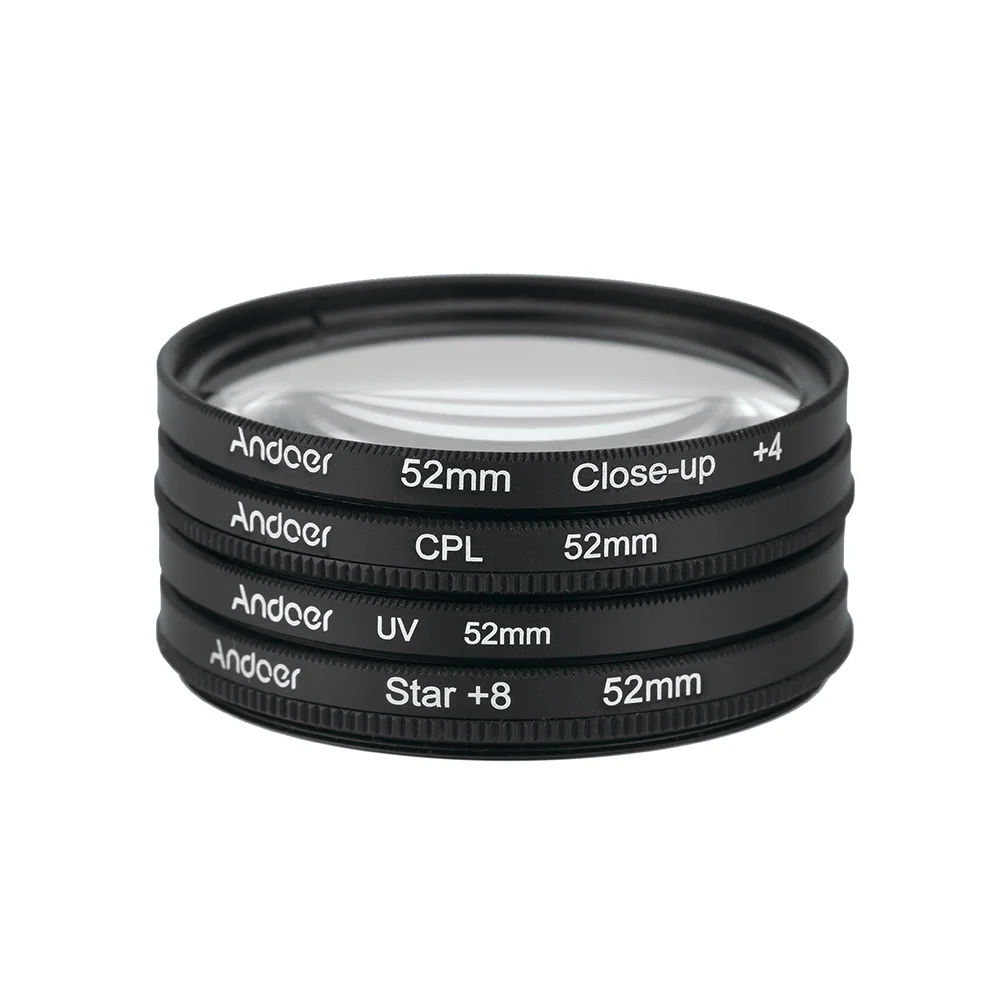 Andoer 52mm UV + CPL насадочная линза 4 звезда 8-точечный фильтр круговой комплект