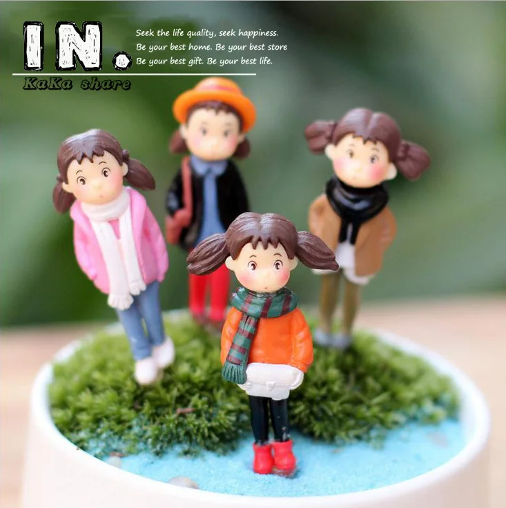 4 шт. Kawaii микро пейзаж Декор Аниме Миядзаки Хаяо Тоторо Мэй игрушки орнамент в
