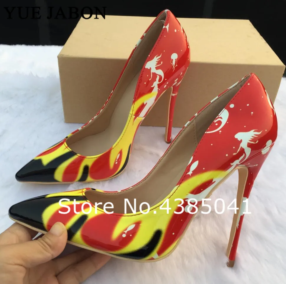 Женские туфли-лодочки YUE JABON привлекательные туфли на высоком каблуке с принтом