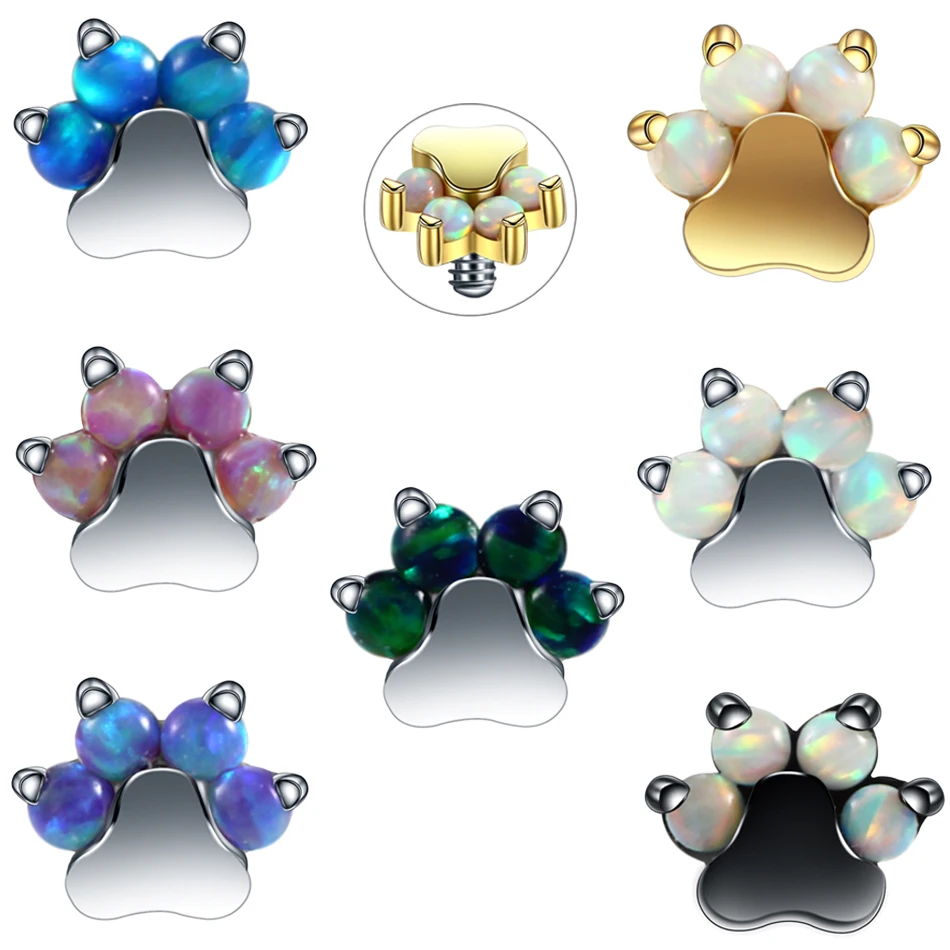 Новое поступление 1 шт. камень из хирургической стали с опалом цветок микро