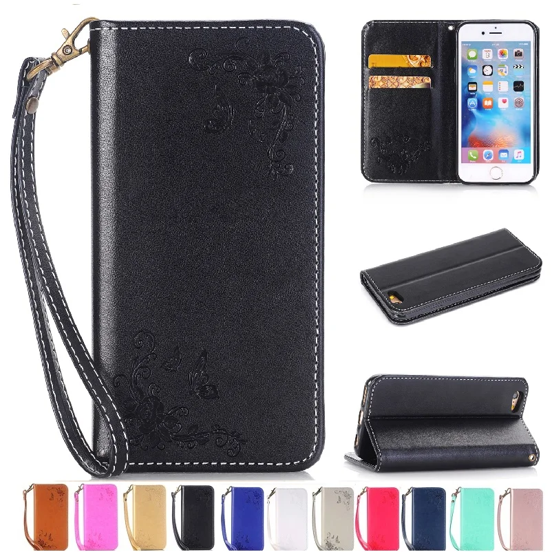 Кожаный чехол для iPhone X 5 5S se 5C 6 6s 7 8 plus крышка карточная вставка умный цветочный