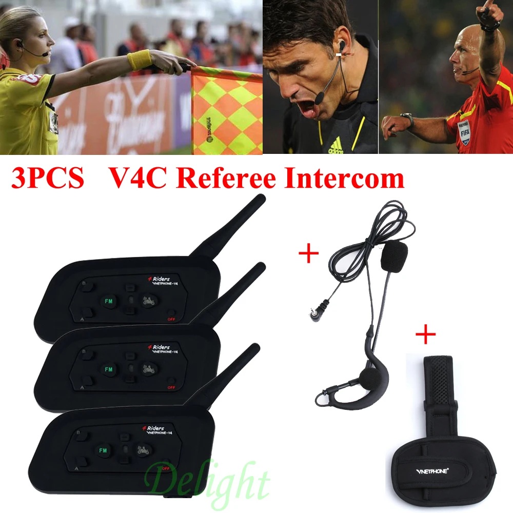 3 шт. Vnetphone V4C 1200 м водонепроницаемый мотоциклетный переговорный футбольный