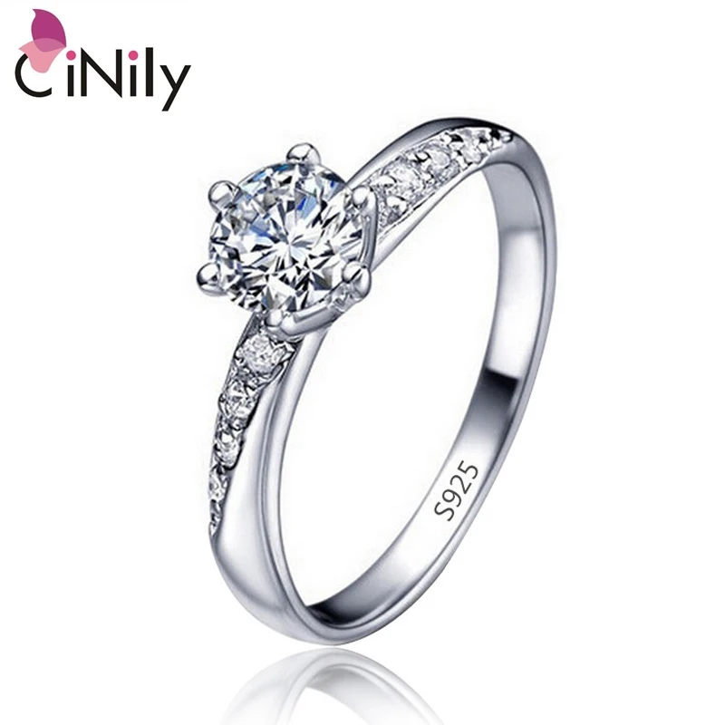 Посеребренные кольца CiNily белый камень кубический цирконий модные украшения для