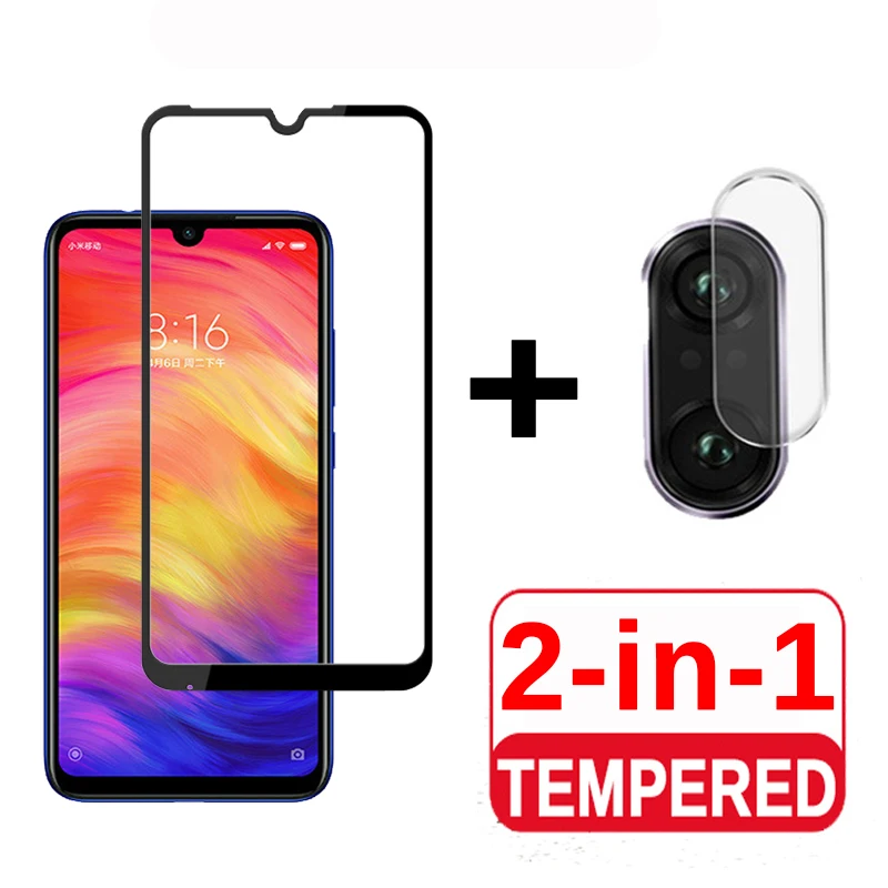 2 in 1 Protective Glass For Xiaomi Redmi Note 7 Camera Screen Protector Safety Film Lens Tempered On Red mi | Мобильные телефоны и