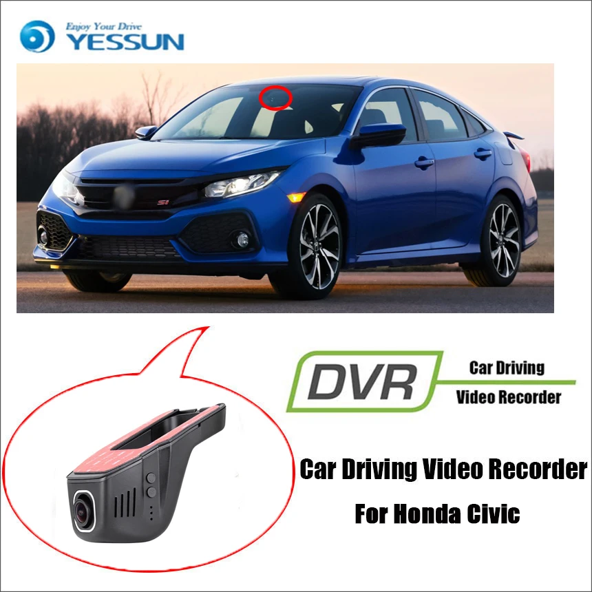 YESSUN для Honda Civic автомобильный видеорегистратор DVR Мини приложение управления Wifi