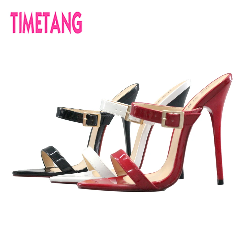 TIMETANG Fashion Big Size 40-50 High Heel Sexy Women Slides Cross Dresser/Drag Queen Open Toe Thin Slippers Free Shipping | Обувь