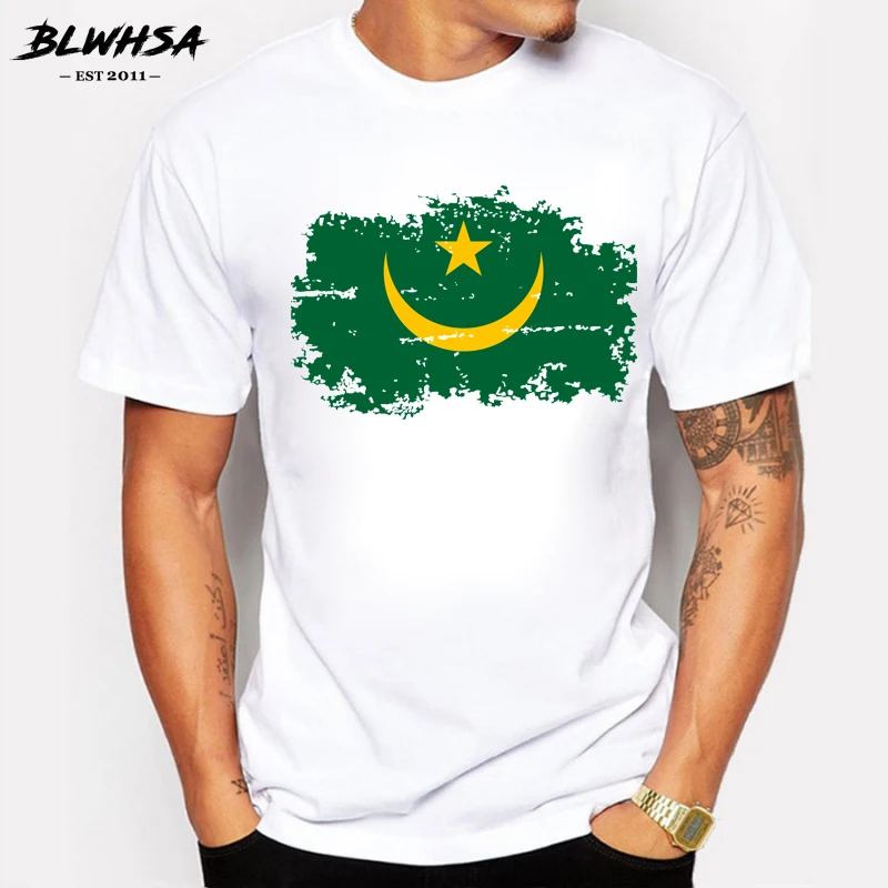 Мужская хлопковая футболка с флагом Мавритании