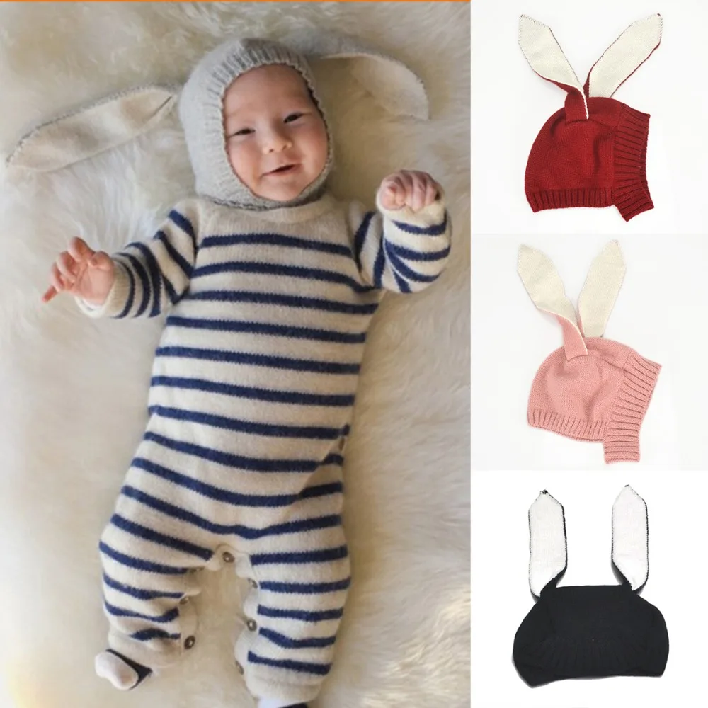 Шапка Puseky трикотажная с длинными ушками кролика для детей 3-18 м | Детская одежда и